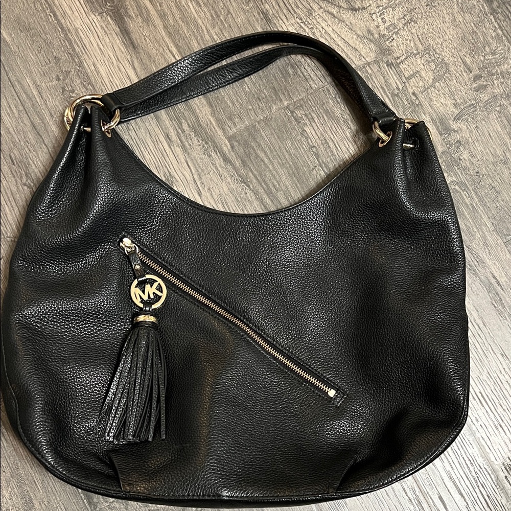 Michael Kors Black Pebbled Leather Hobo Bag